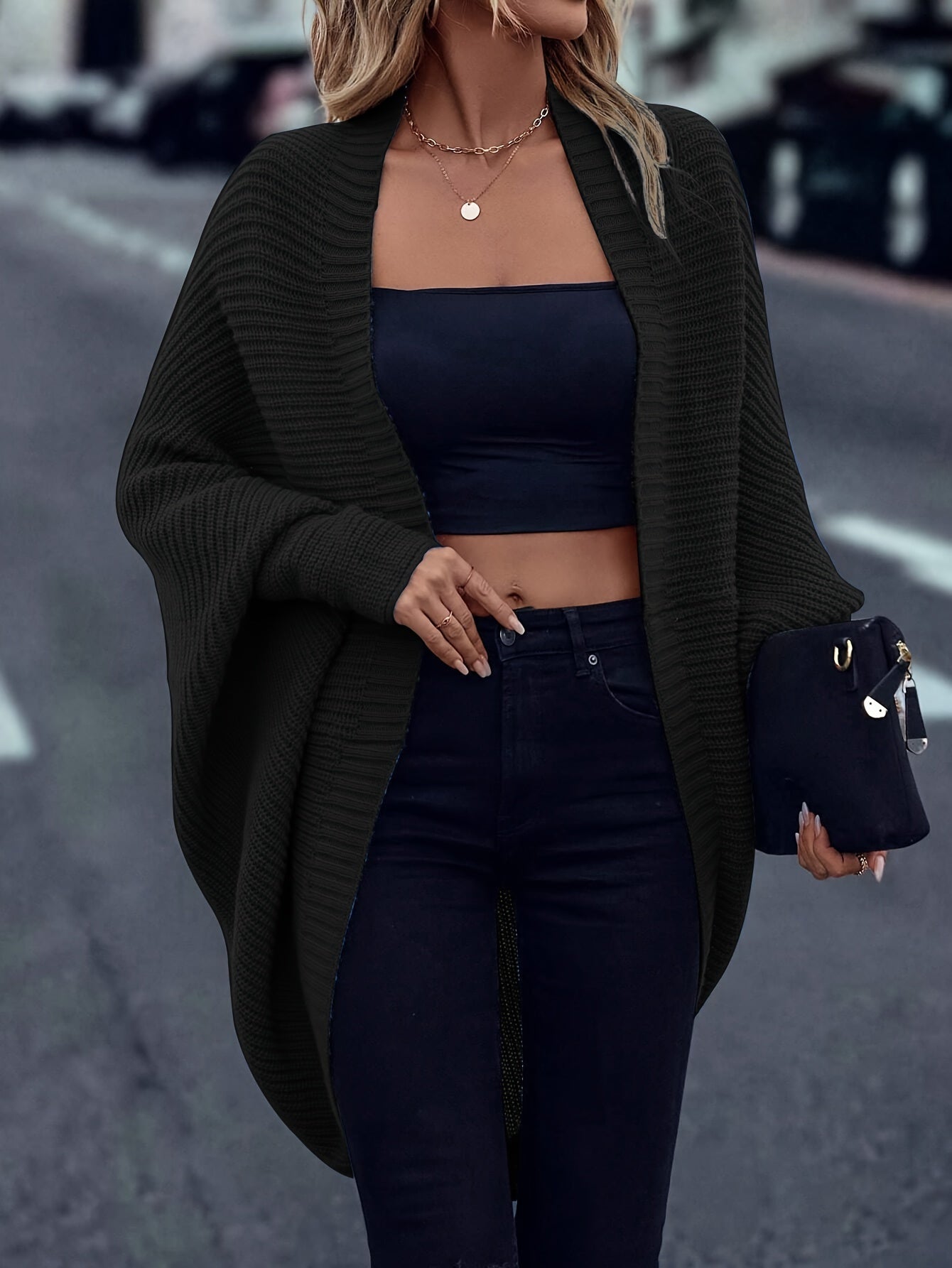 Madison Cardigan Tricoté Oversize pro ženy – Měkká zimní vrstva s volným střihem a předním rozparkem
