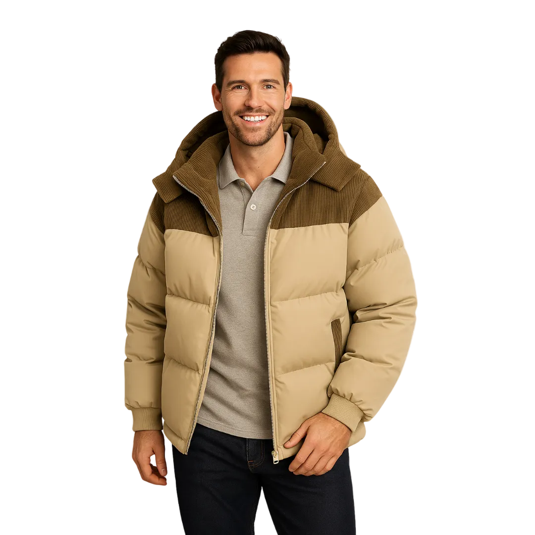 Mason Herren Steppweste – Steppdaunenjacke mit Kapuze aus Cordvelours