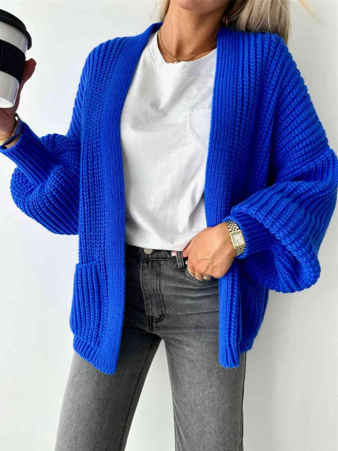 Lanna Cardigan Femme Ouvert – Coupe Relax, Manches Ballon & Maille Douce