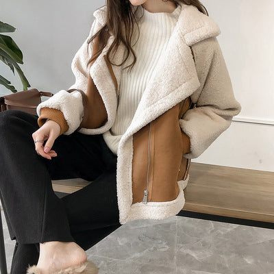 Merly Palton damă cu efect shearling – Căptușeală teddy și croială oversize elegantă