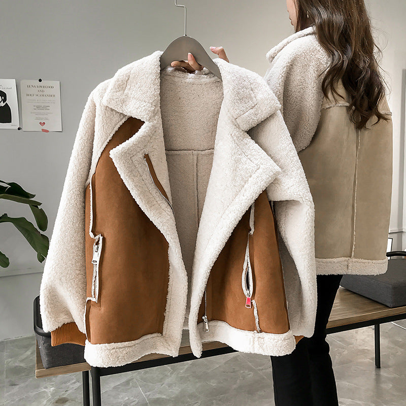 Merly Palton damă cu efect shearling – Căptușeală teddy și croială oversize elegantă