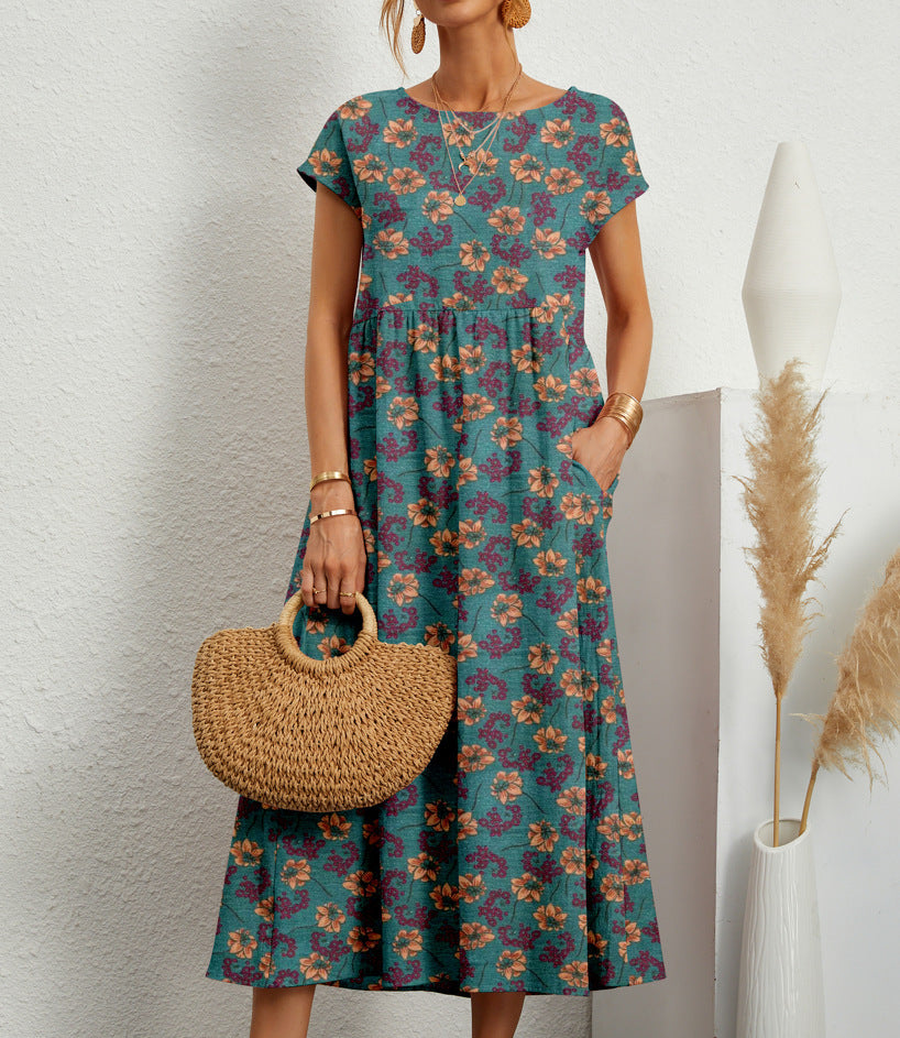 Midi šaty pro ženy Frances – Elegantní květované šaty z prodyšné látky s ženským střihem