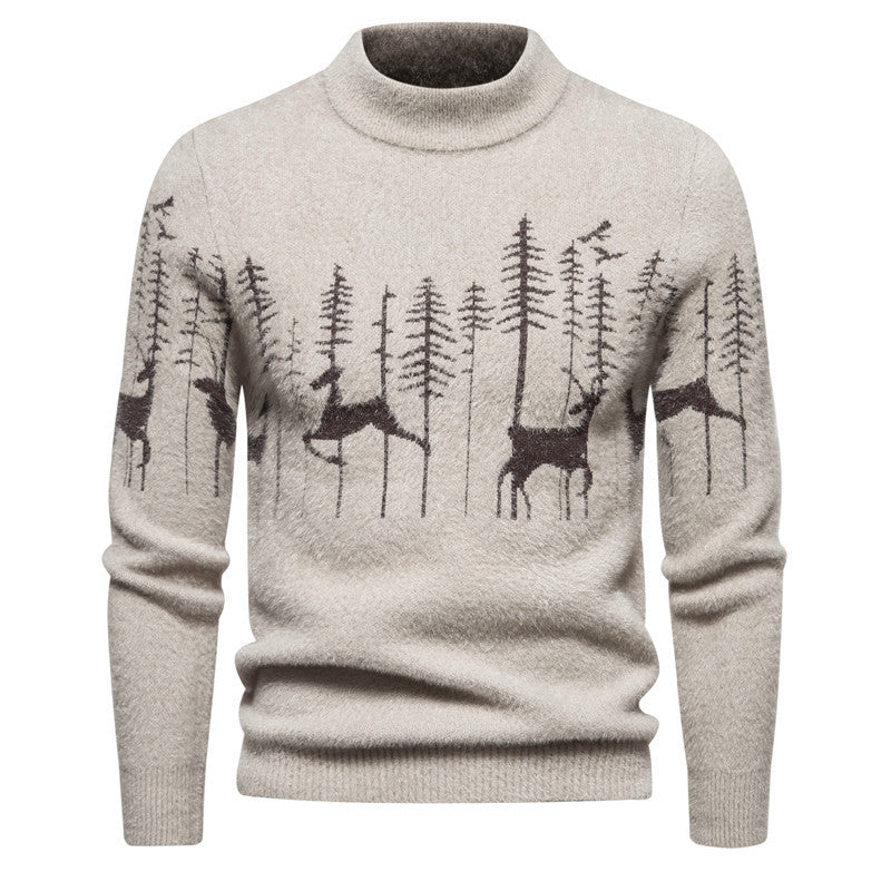 Christmas Men's Christmas Sweater with Reindeer Pattern – Thick Knit, Festive Warmth & Playful Style