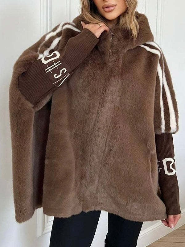 Serenity Manteau Femme – Coat à Rayures Verticales avec Capuche & Fermeture Avant