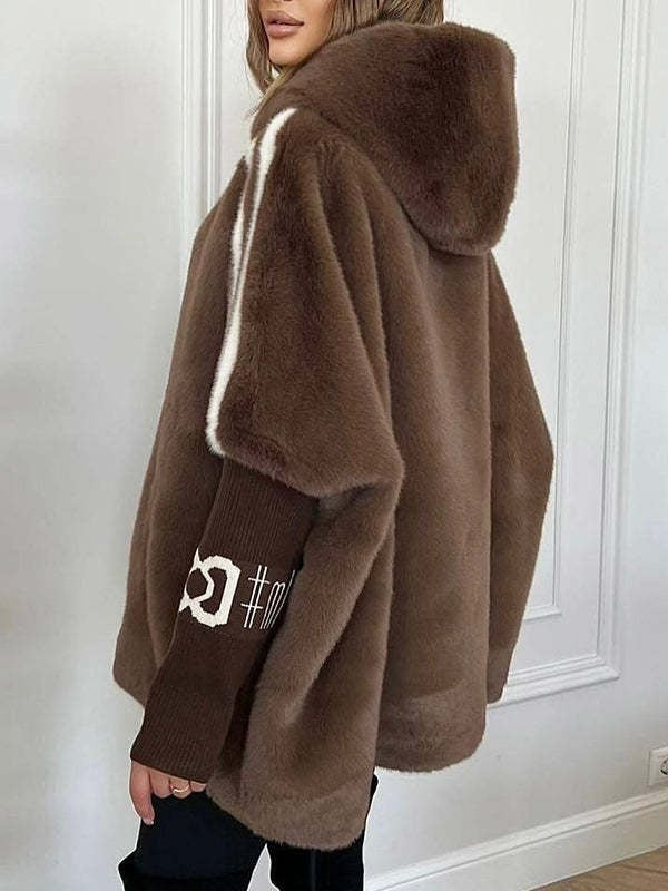 Serenity Manteau Femme – Coat à Rayures Verticales avec Capuche & Fermeture Avant