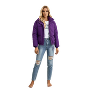 Nadine Doudoune Femme Beige – Veste Puffer Oversize à Col Montant et Poches Zippées