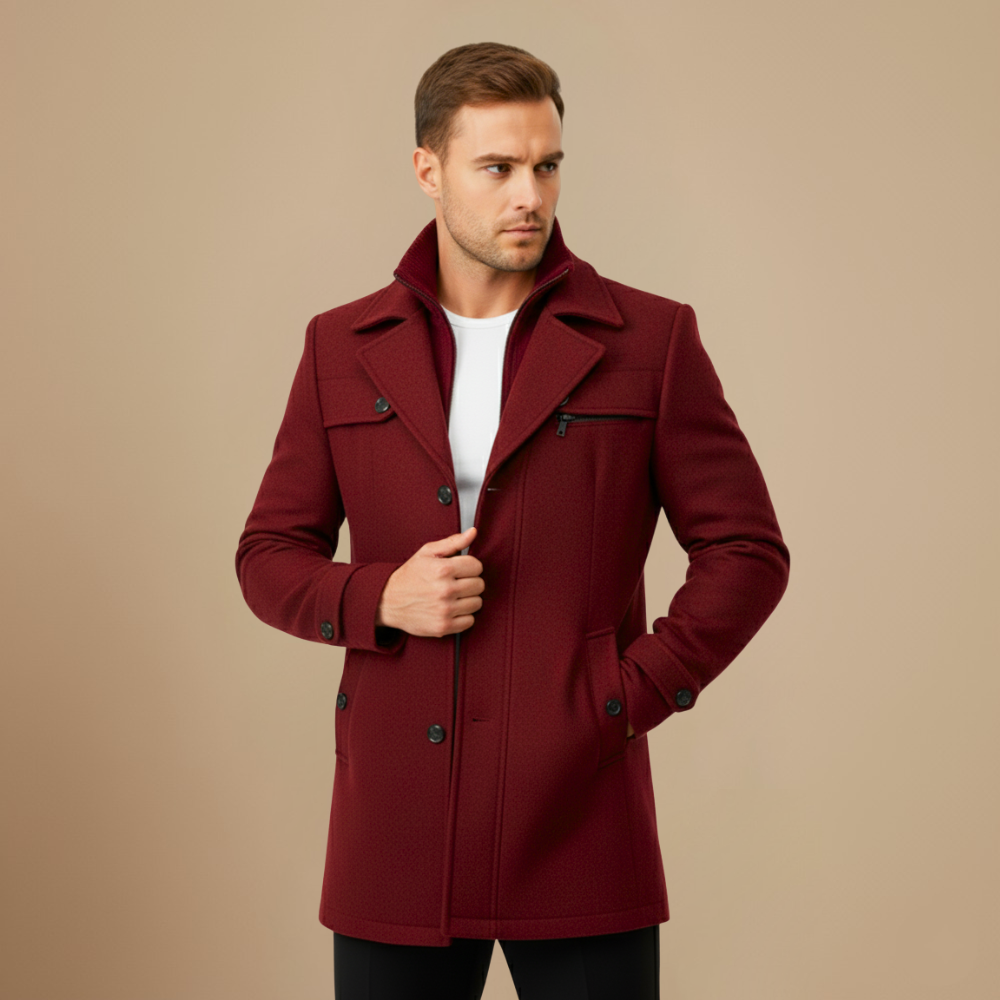 Edwin Herrenmantel – Slim Fit Doppelreihiger Mantel mit klassischem Kragen