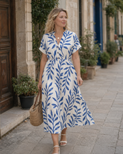 Vestido Rosita Mulher Boémio – Decote em V, Mangas Curtas, Cintura Alta, Bolsos Verão