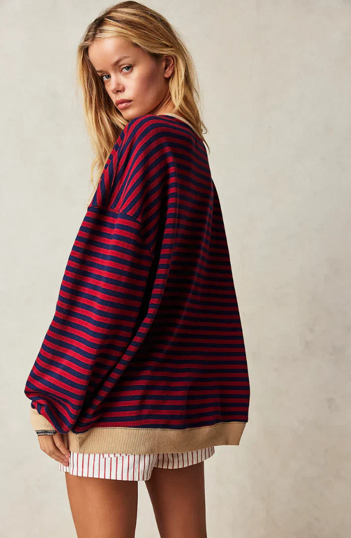 Mila Sweat Oversize – wygodna bluza z klasycznymi paskami i kontrastowymi detalami