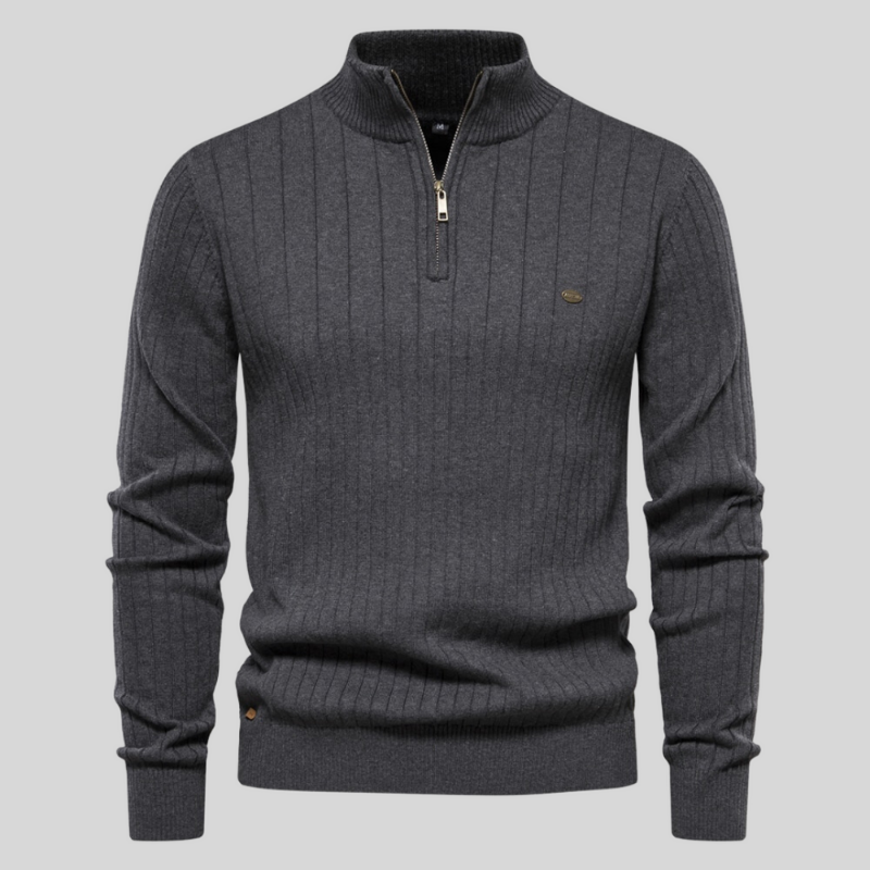 Kasper Maglione Uomo Mezza Cerniera Coste – Maglione Confortevole ed Elegante dal Design Senza Tempo