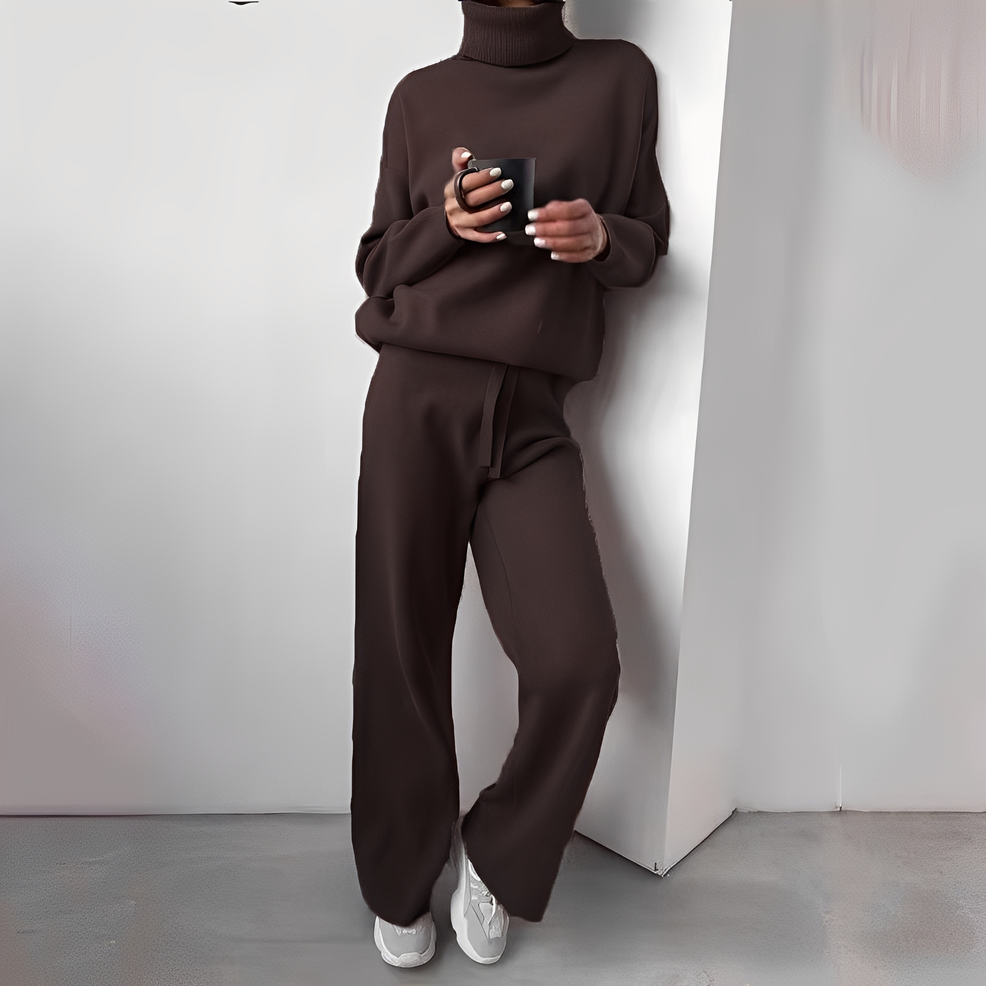 Kimberlee súprava domáceho oblečenia s rolákom pre ženy – jemný a pohodlný dvojdielny outfit s moderným strihom