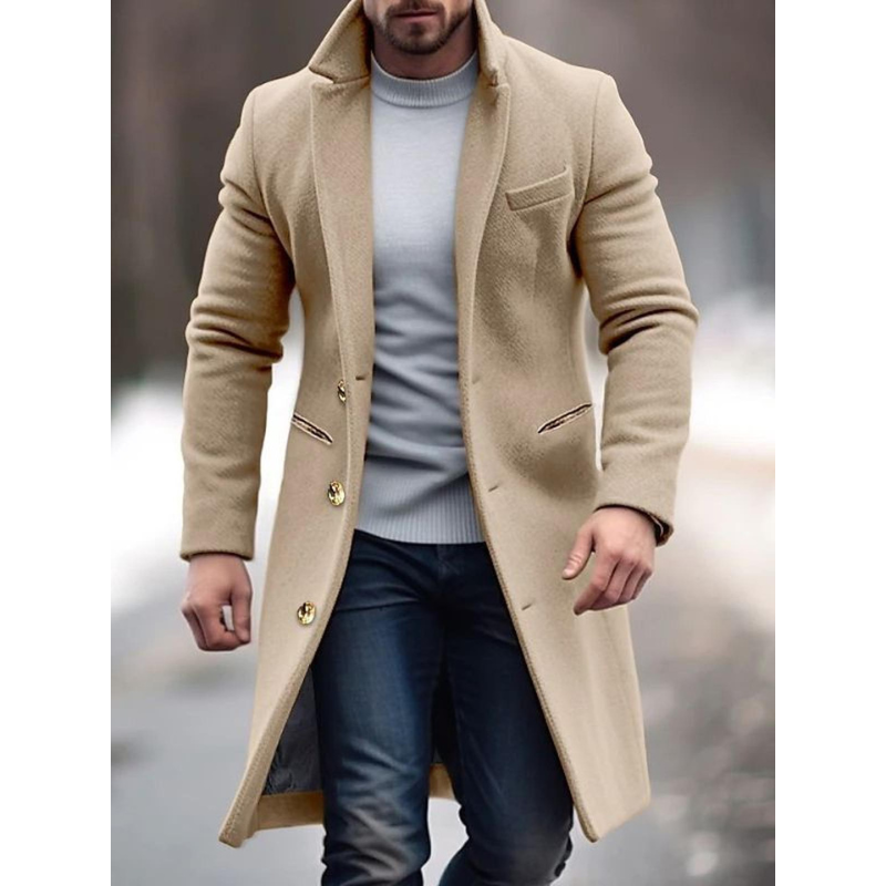 Abrigo Arthur para Hombre en Lana Mezclada – Chaqueta Elegante con Cuello Clásico y Bolsillos