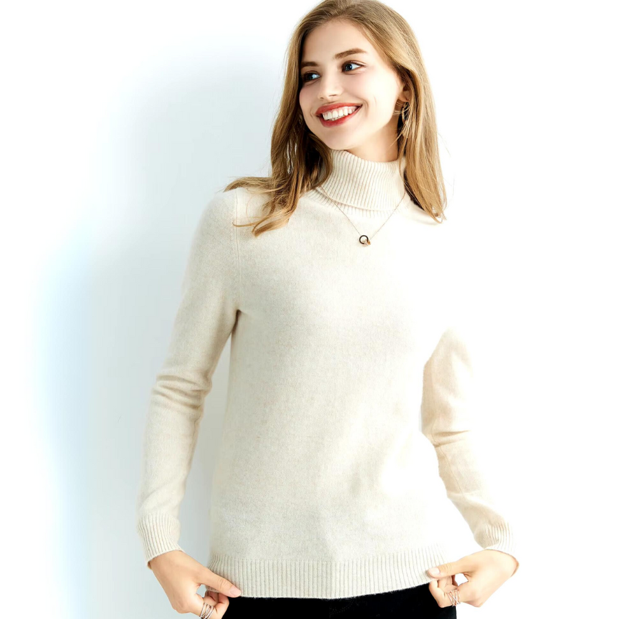 Angelie ženski pulover s rolkom – 100% mekana i prozračna merino vuna, ležerni kroj