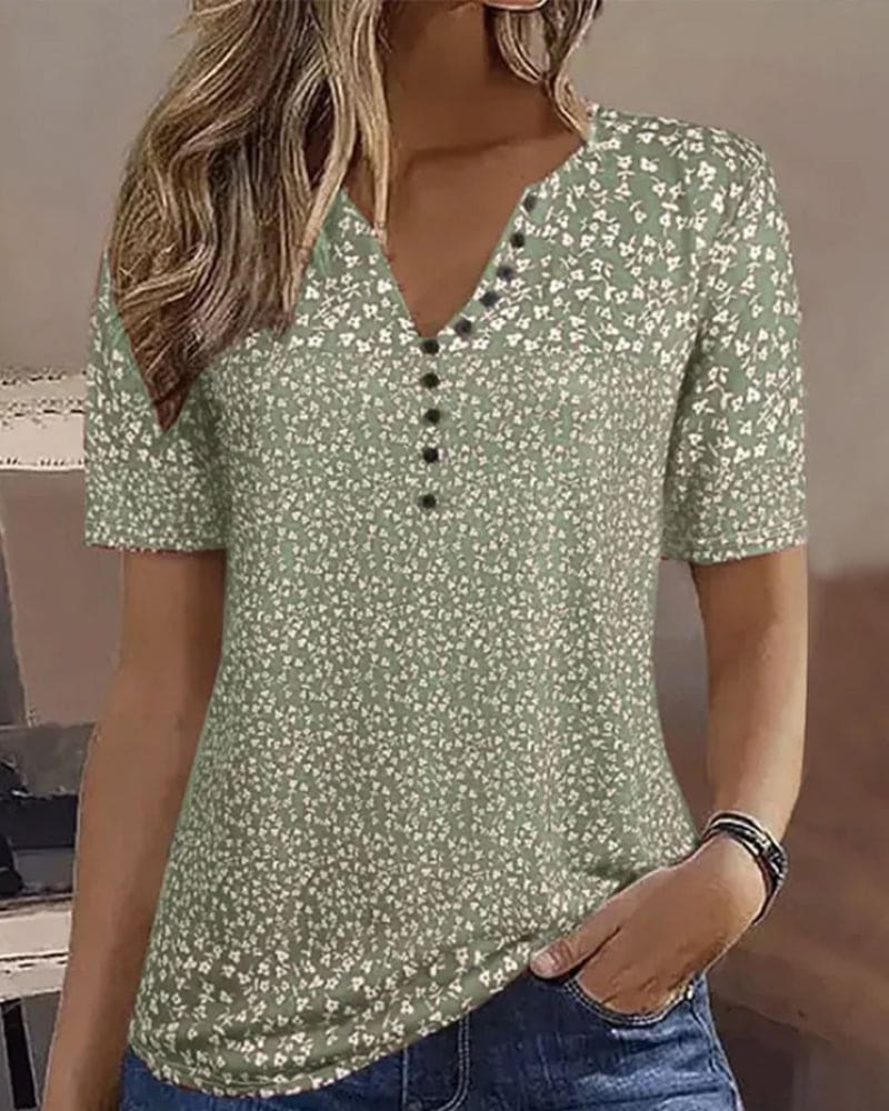 Camiseta de estampado de verano de verano de Naomi Woman con mangas cortas y cómodo corte elástica