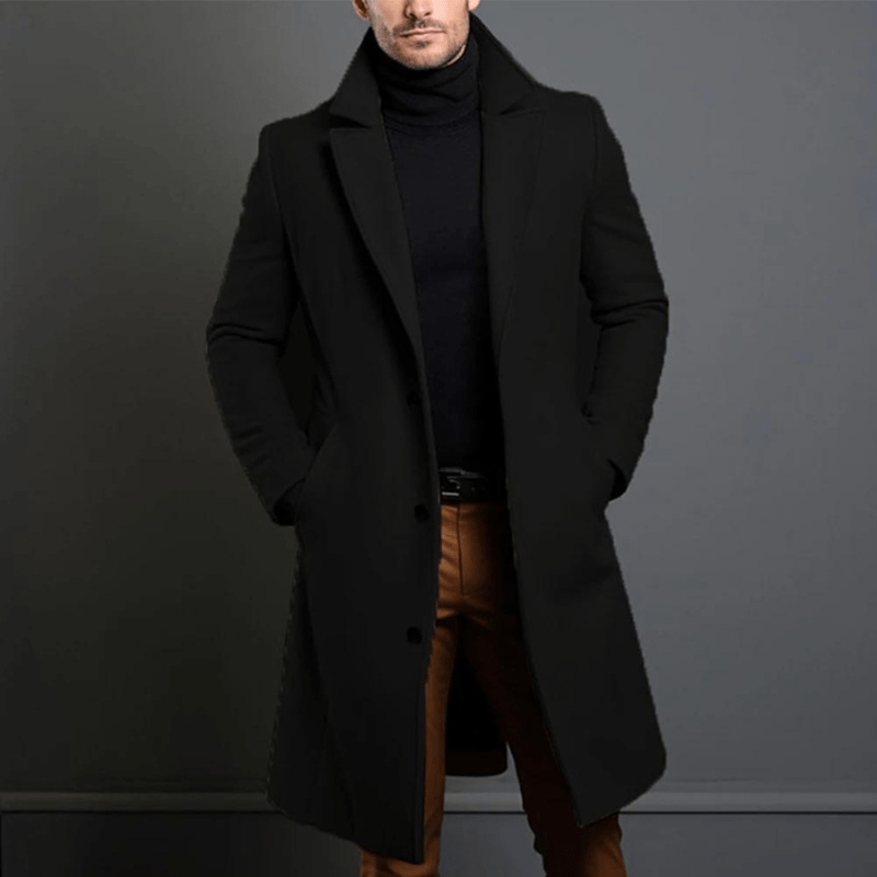 Edward Wintermantel lang für Herren – warme isolierte Trenchcoat-Jacke mit klassischem und elegantem Schnitt