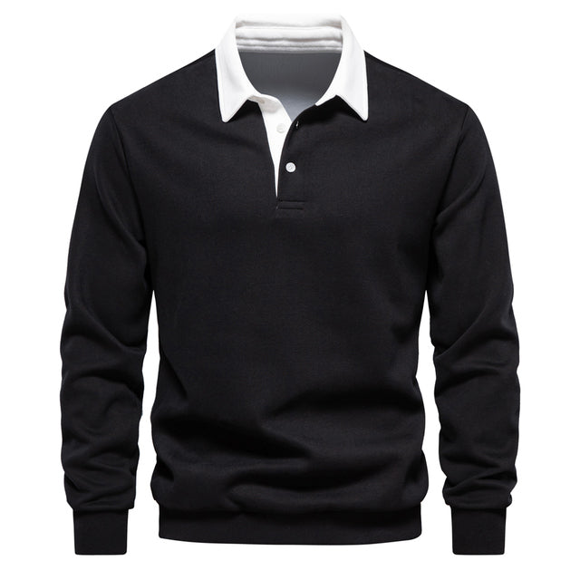 Polo Hugo Pull para Hombre – Sudadera de Manga Larga Transpirable con Cuello Clásico y Estilo Atemporal