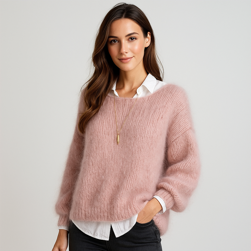 Novalee Pull Femme Mohair – Coupe Ample, Col Bateau & Maille Douce Élégante