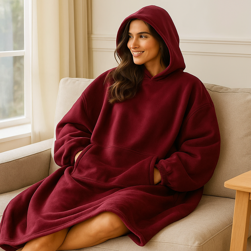 Malia Pătură cu glugă damă – material ultra-moale, croială lejeră și căldură cocooning