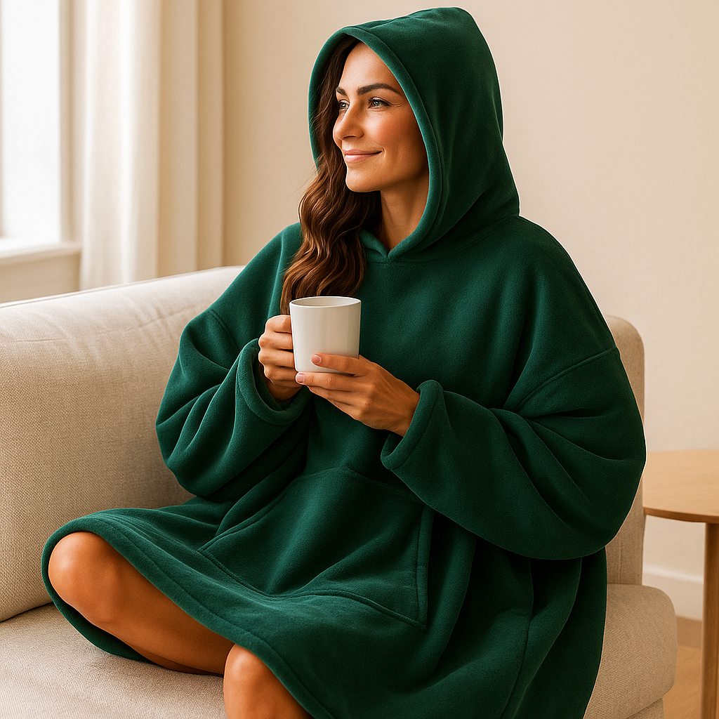 Malia Pătură cu glugă damă – material ultra-moale, croială lejeră și căldură cocooning