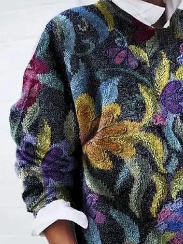 Nevaeh Pull Dámský – Květinové Vzory, Měkká Pletenina & Pohodlný Barevný Styl
