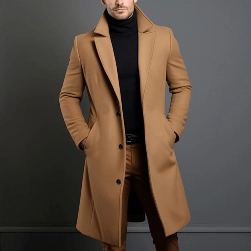Edward Wintermantel lang für Herren – warme isolierte Trenchcoat-Jacke mit klassischem und elegantem Schnitt