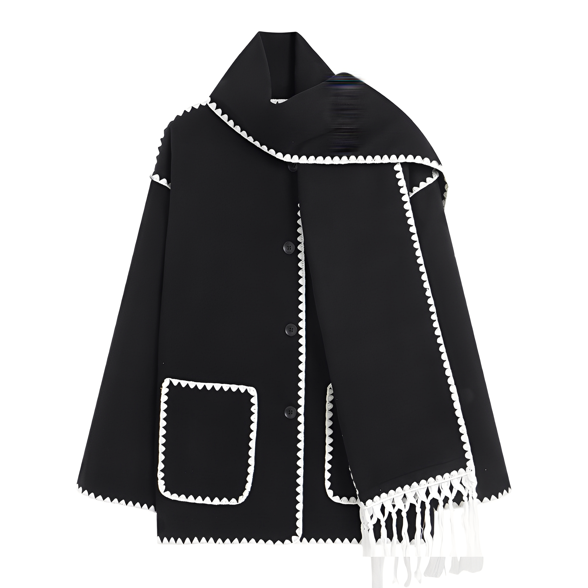 Genevieve Manteau Femme – Manteau en Laine Douce avec Écharpe & Coupe Ample Élégante
