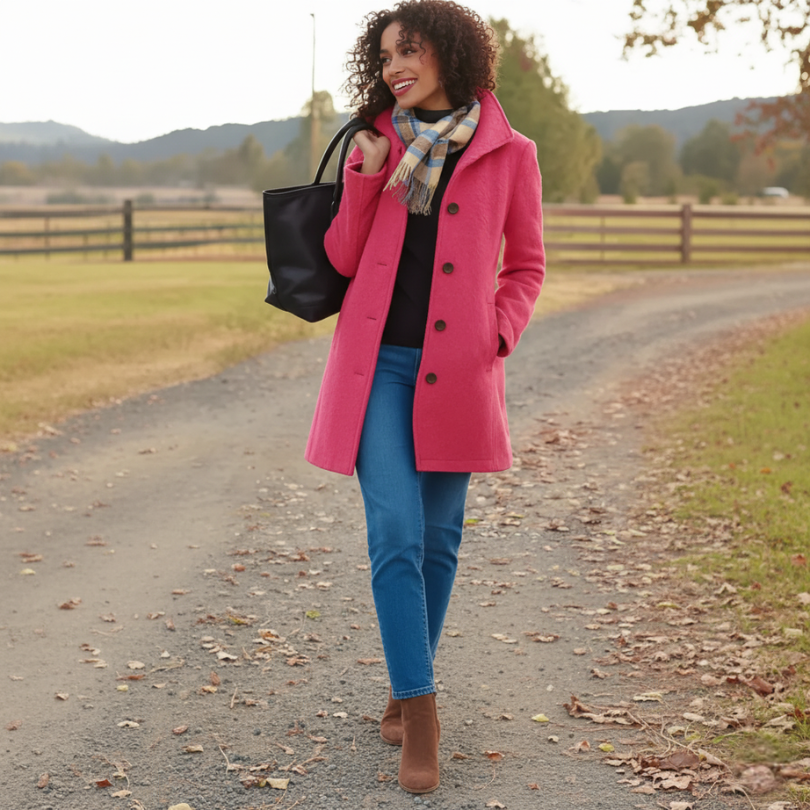 Prisha Long Coat Women – Classic Cut with Front Buttons & Elegant Style for Cold Season