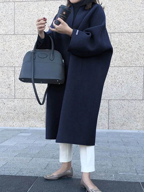 Zareen Casaco Longo Mulher – Corte Cruzado Elegante Sem Botões e Estilo Intemporal