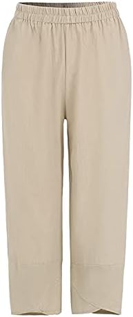 Charlotte Women's Cotton Pants – Loose 7/8 Pants with Elastic Waist and Pockets