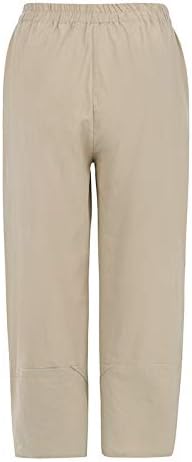 Charlotte Women's Cotton Pants – Loose 7/8 Pants with Elastic Waist and Pockets