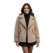 Melissa Moda Casaco Mulher Estruturado – Corte Relaxado com Gola de Lapela Estilo Streetwear de Inverno