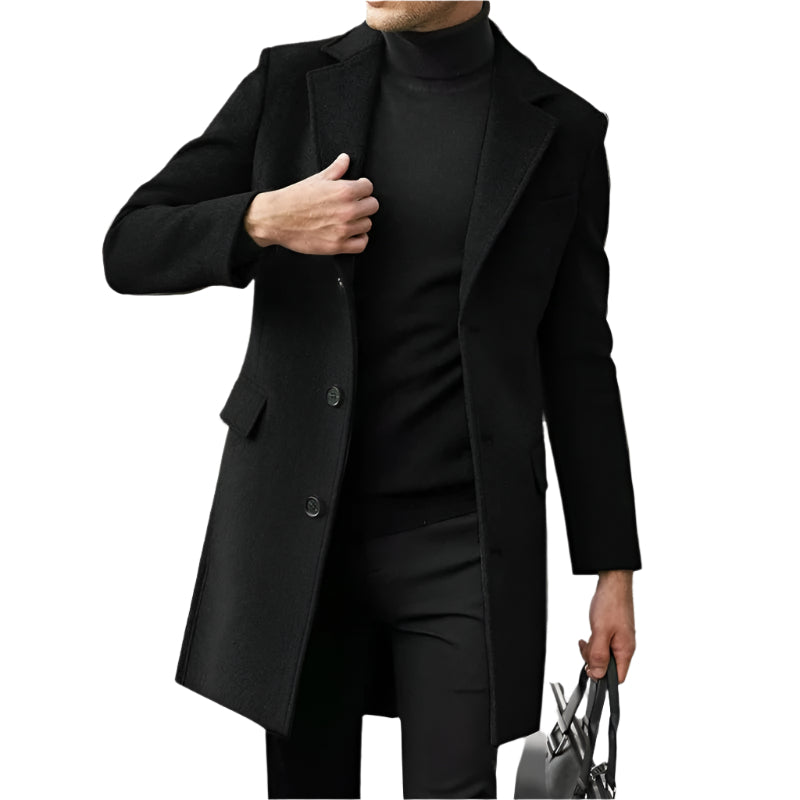 Casaco Longo Arthy Homem em Lã Misturada – Corte Elegante & Elegância Intemporal
