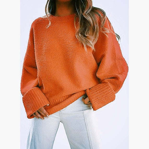 Amira Pull Femme en Peluche Douce – Col Rond, Coupe Relax & Confort Intemporel