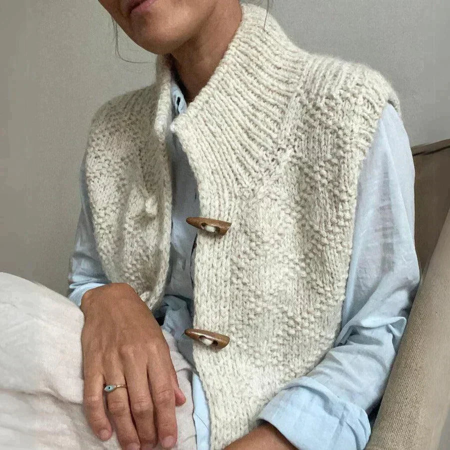 Emma Dámská Vesta na Knoflíky – Elegantní Kardigan z Měkké Bavlny v Moderním Elegantním Stylu