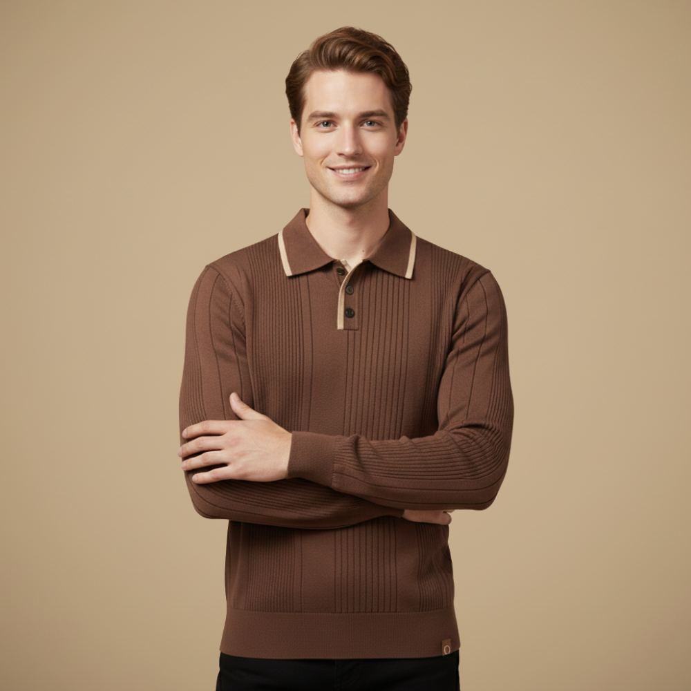 Joaquin Mode Felpa Uomo Stile Polo – Collo Contrasto Bianco Taglio Casual Autunno