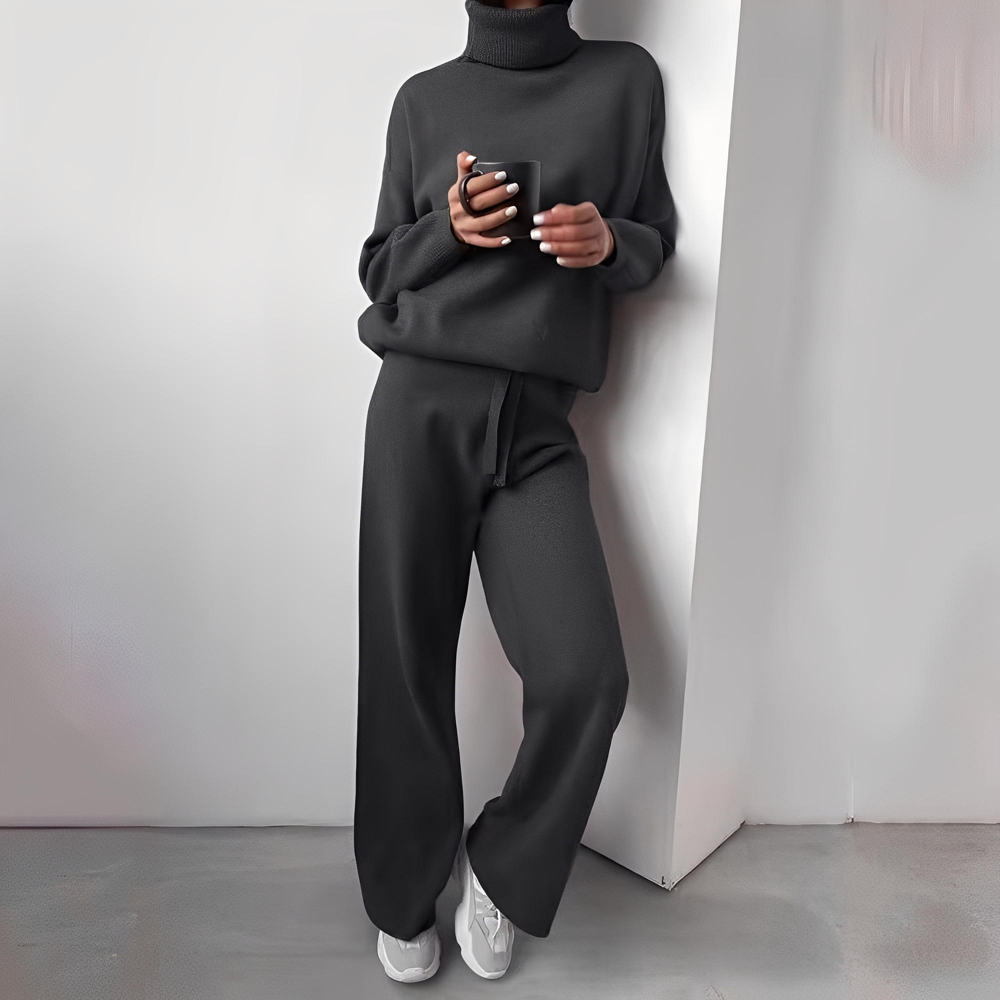 Kimberlee súprava domáceho oblečenia s rolákom pre ženy – jemný a pohodlný dvojdielny outfit s moderným strihom