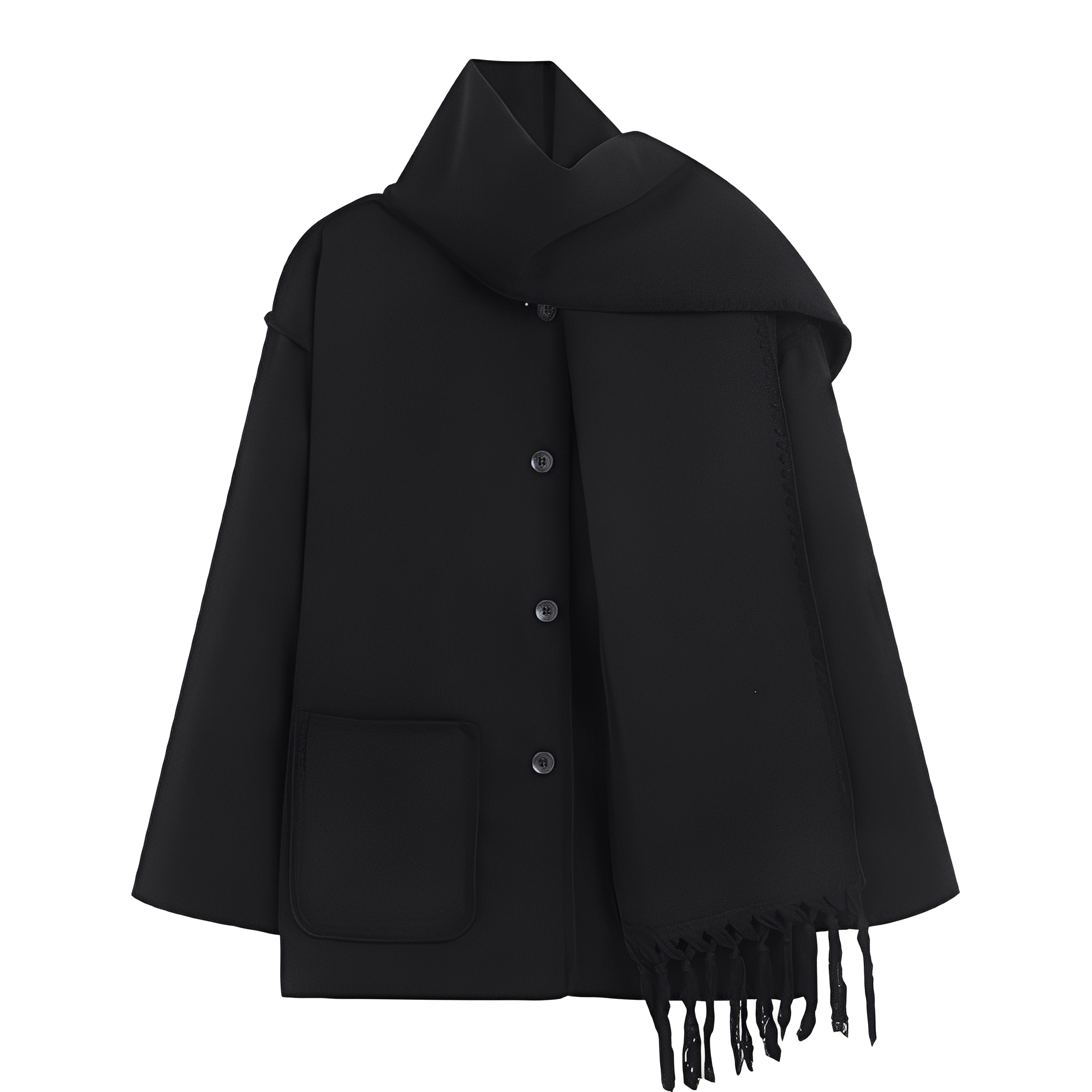 Genevieve Manteau Femme – Manteau en Laine Douce avec Écharpe & Coupe Ample Élégante