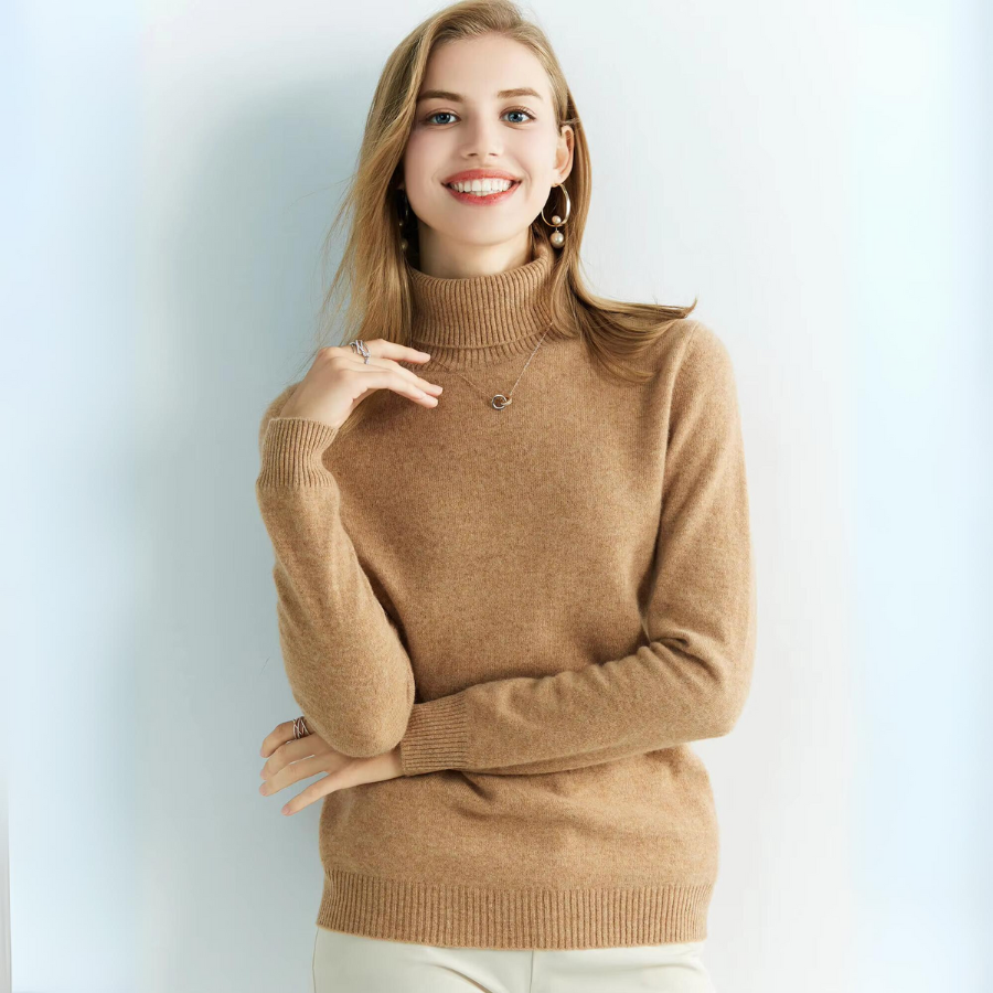Angelie ženski pulover s rolkom – 100% mekana i prozračna merino vuna, ležerni kroj