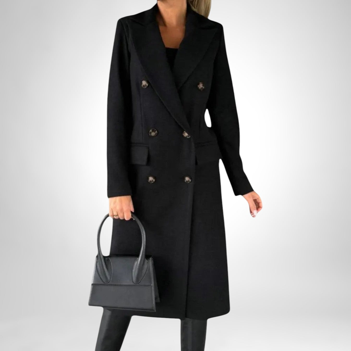 Charlotte Manteau Dame Uld Elegant – Lang Pasform, Klassiske Revers & Tidløs Stil