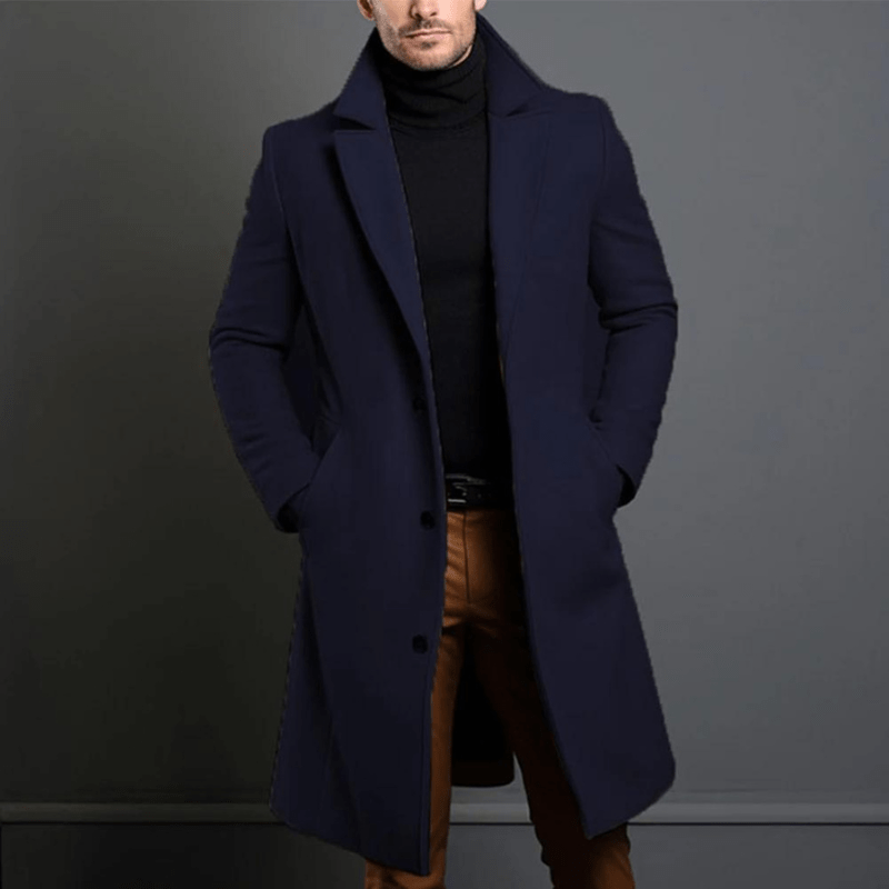 Edward Wintermantel lang für Herren – warme isolierte Trenchcoat-Jacke mit klassischem und elegantem Schnitt