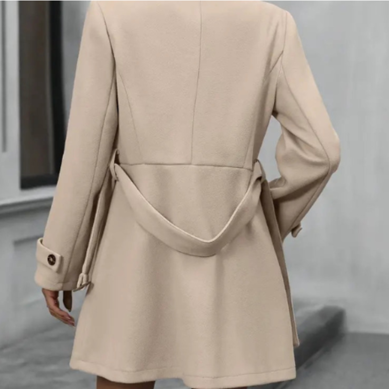Michelle Manteau Trench Femme – Manteau Mi-Long Élégant à Coupe Structurée avec Ceinture