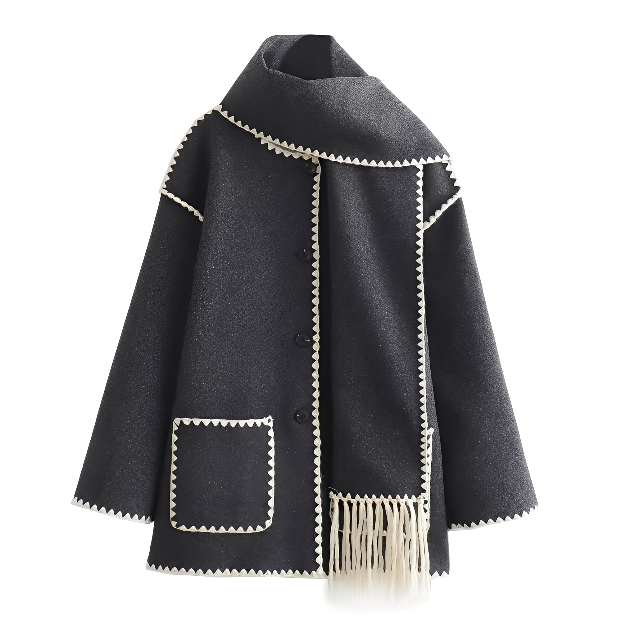 Genevieve Manteau Femme – Manteau en Laine Douce avec Écharpe & Coupe Ample Élégante