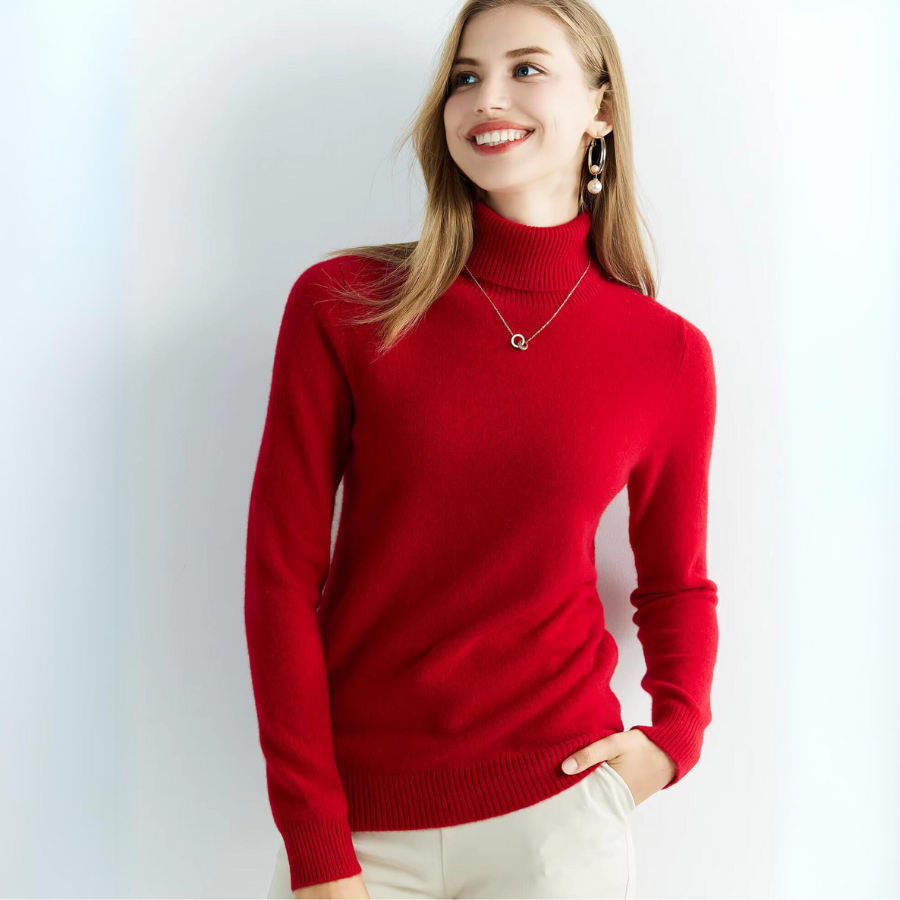 Angelie ženski pulover s rolkom – 100% mekana i prozračna merino vuna, ležerni kroj