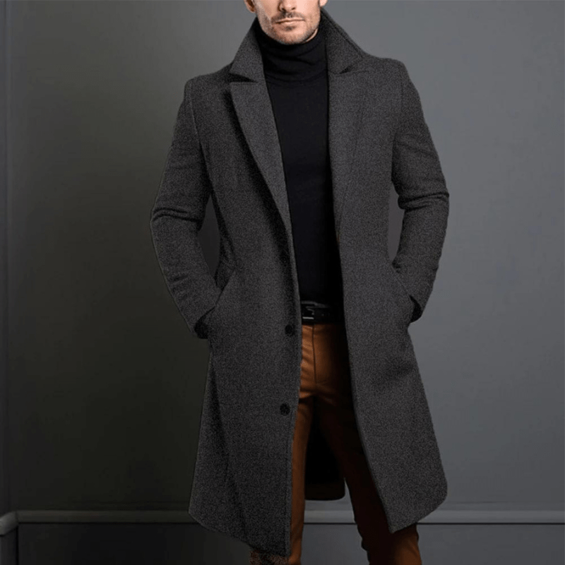 Edward Wintermantel lang für Herren – warme isolierte Trenchcoat-Jacke mit klassischem und elegantem Schnitt