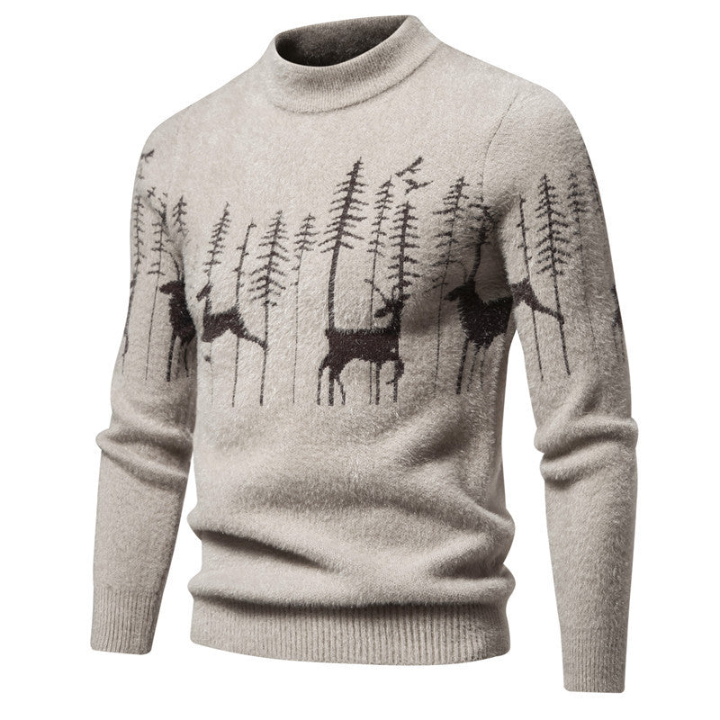 Christmas Men's Christmas Sweater with Reindeer Pattern – Thick Knit, Festive Warmth & Playful Style