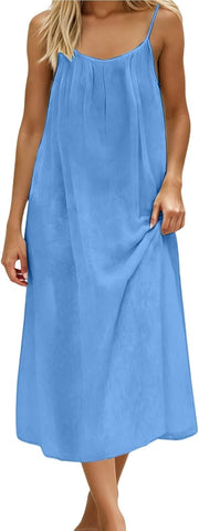 Noa Robe Femme – Robe Maxi Dos Nu Bretelles Fines Coupe Fluide Été Plage Élégante