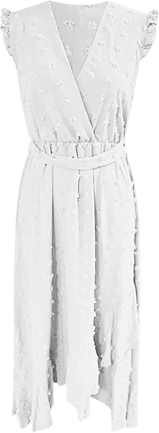 Abito Bohemien Luna da Donna – Abito Lungo Fluido con Scollo a V e Maniche Volantate