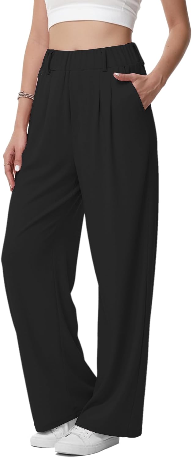 Pantalón palazzo Apolline para mujer de cintura alta: pantalón ancho, fluido y elegante con bolsillos