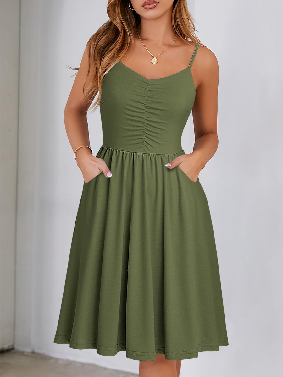 Lina Robe Été Femme – Robe A-Line Bretelles Réglables Avec Poches Élégante