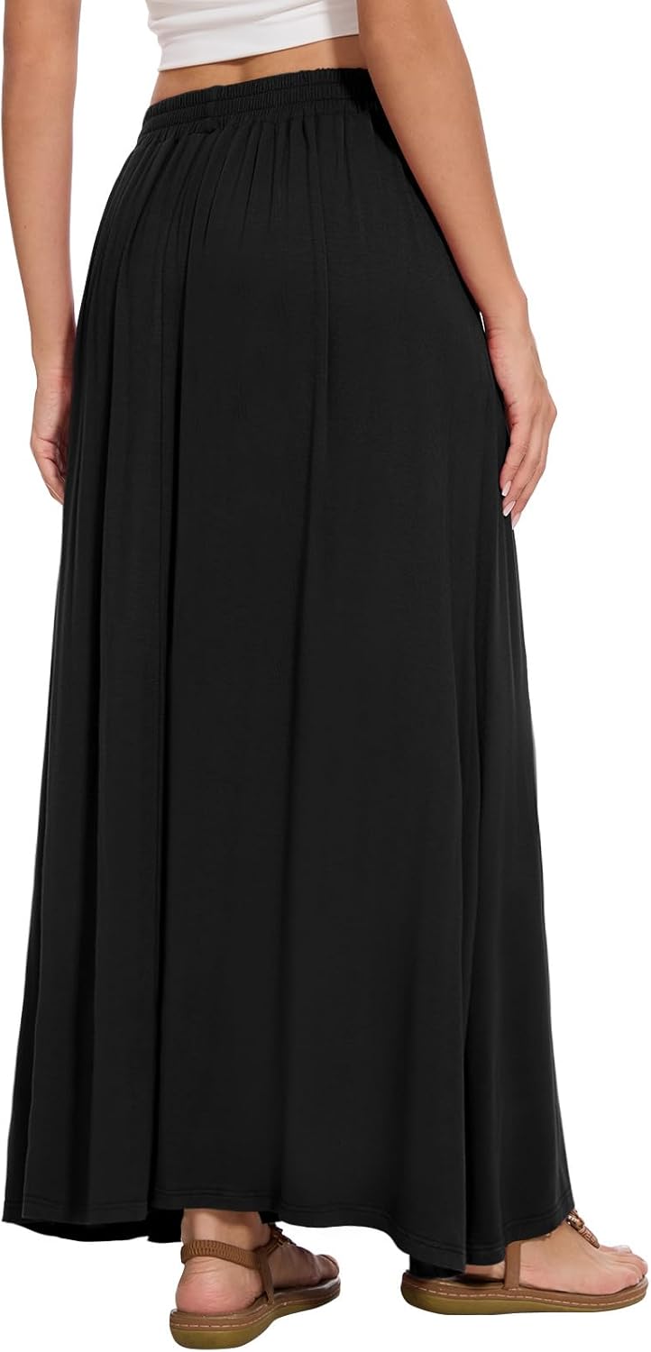 Falda Maxi Nina para Mujer – Falda Fluida de Cintura Alta, Línea A y Bolsillos Verano